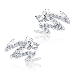 Curly Shaped With CZ Stone Silver Ear Stud STS-5491